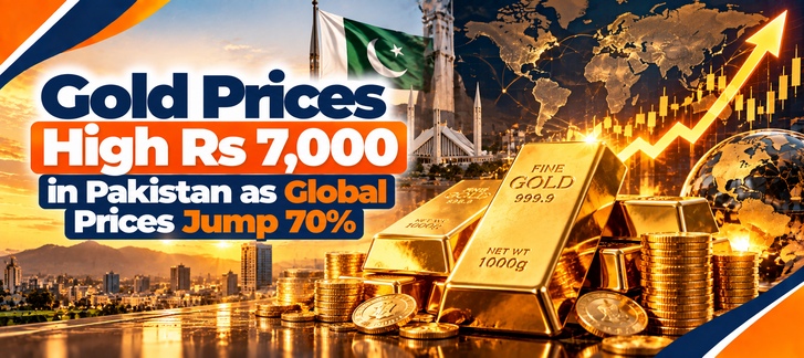 Gold Prices High Rs7,000 in Pakistan as Global Prices Jump $70