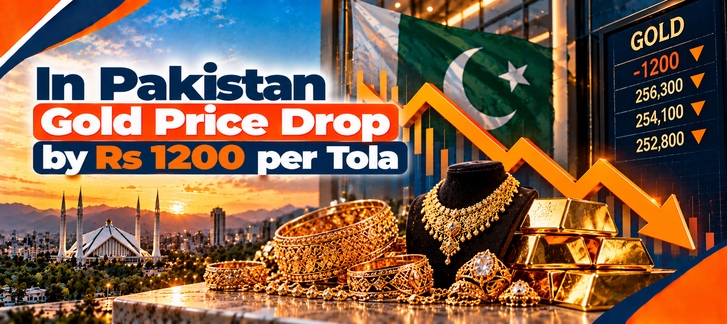In Pakistan Gold Price Drop by Rs1,200 Per Tola