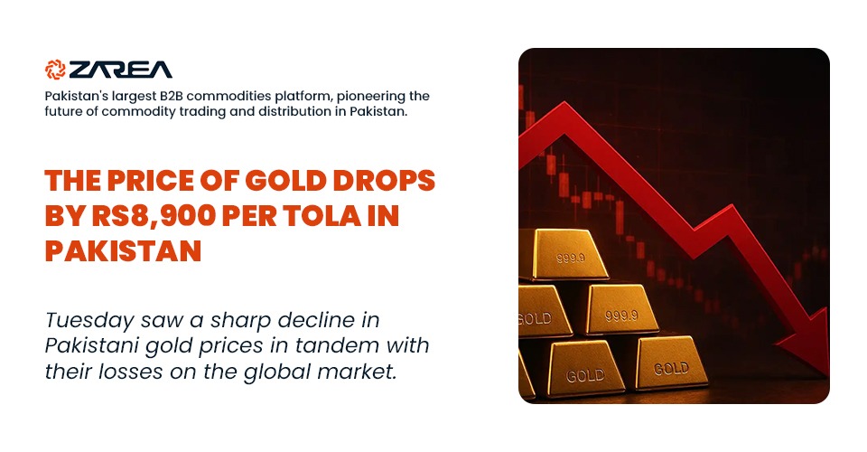 The price of gold drops by Rs8,900 per tola In Pakistan