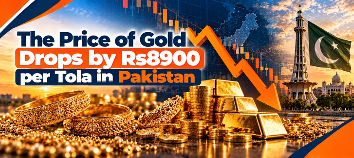 The price of gold drops by Rs8,900 per tola In Pakistan